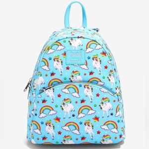 Loungefly Lisa Frank Markie Allover Print Unicorn Rainbows Mini Backpack NWT